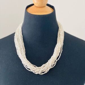 WHITE MULTISTRAND SEED BEAD NECKLACE